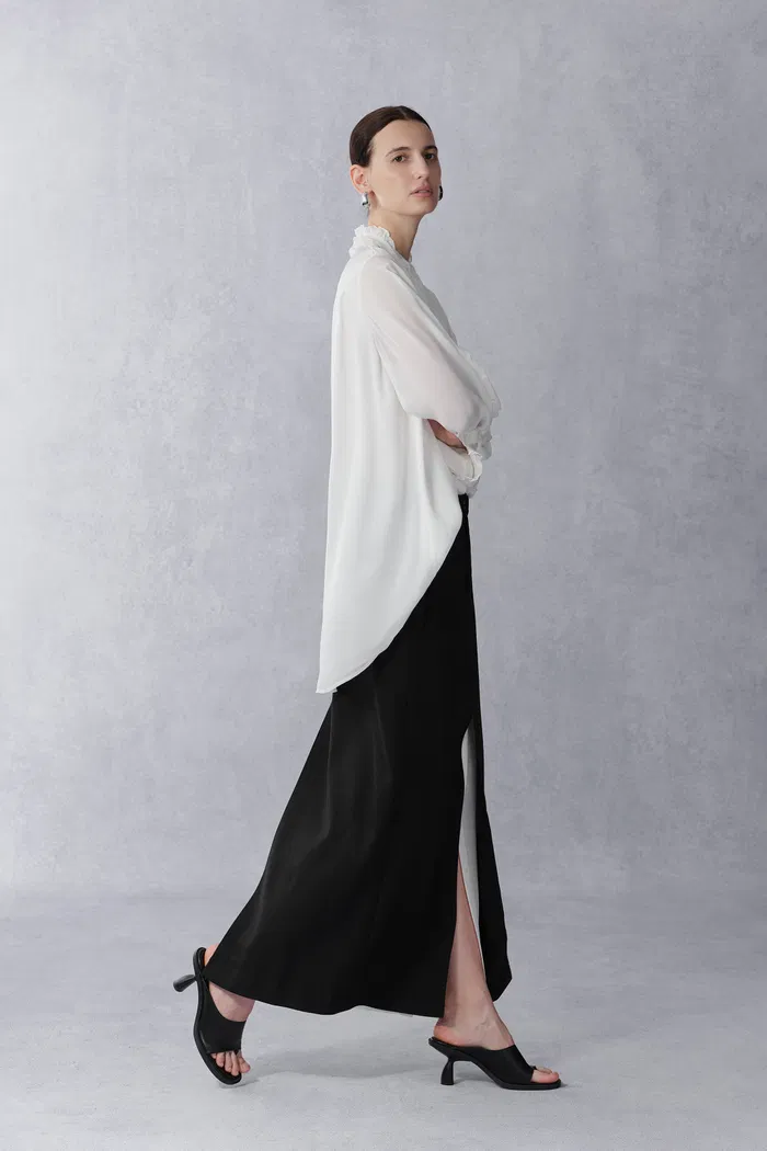 Faustine Detachable Bow Tie Blouse in Silk Georgette - Image 3