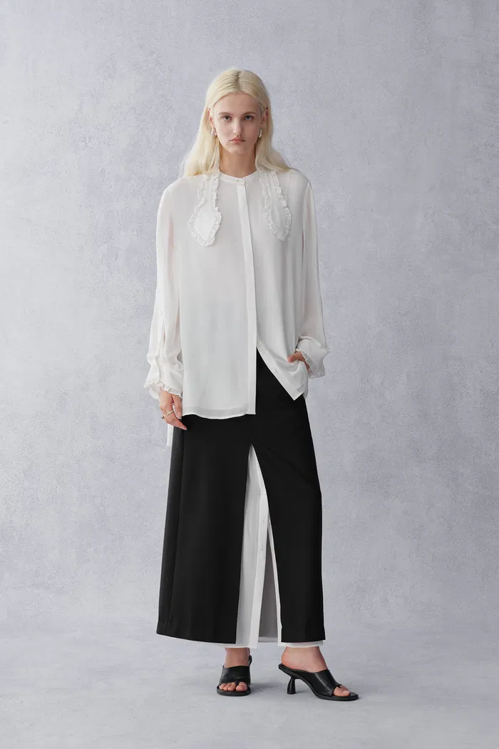 Faustine Detachable Bow Tie Blouse in Silk Georgette - Image 4