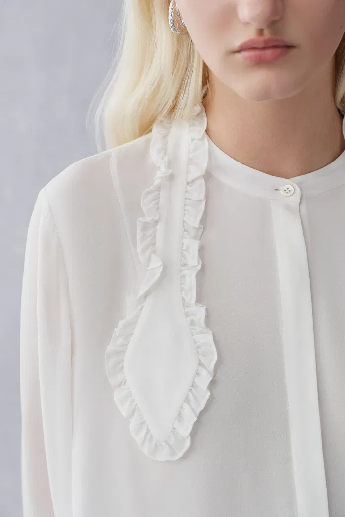 Faustine Detachable Bow Tie Blouse in Silk Georgette - Image 7