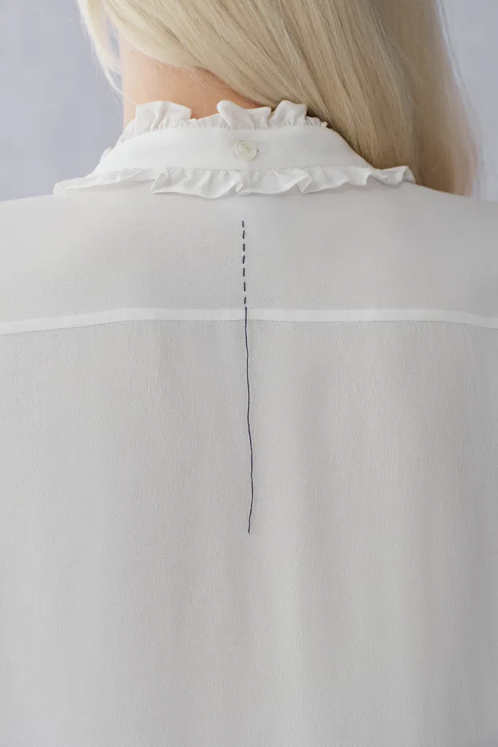 Faustine Detachable Bow Tie Blouse in Silk Georgette - Image 8