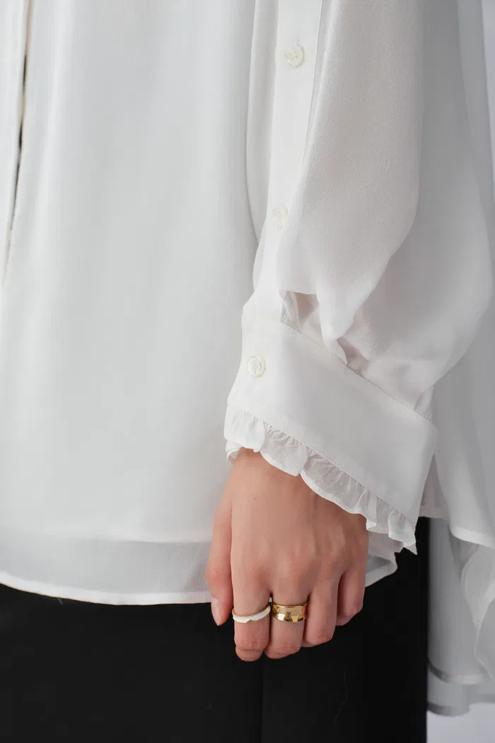 Faustine Detachable Bow Tie Blouse in Silk Georgette - Image 9