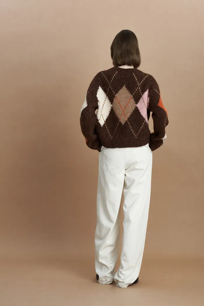 Faye Argyle Sweater in Baby Alpaca Blend Knit - Image 4