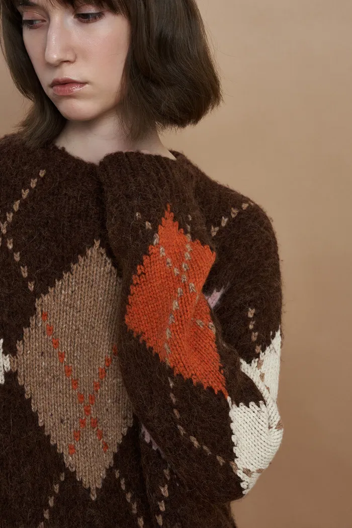 Faye Argyle Sweater in Baby Alpaca Blend Knit - Image 6