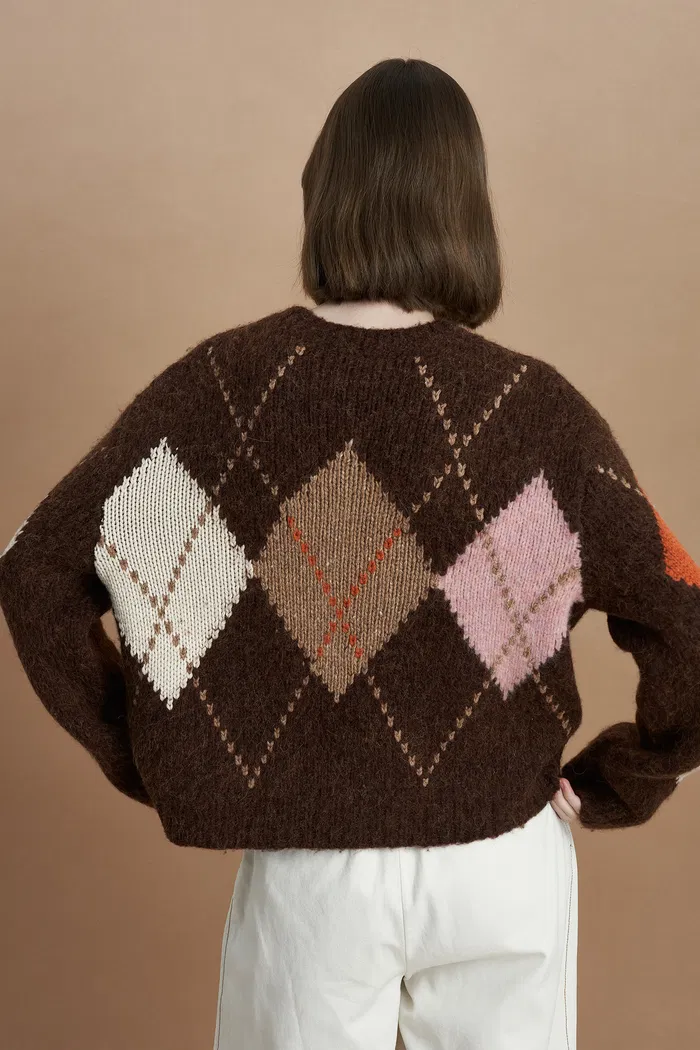 Faye Argyle Sweater in Baby Alpaca Blend Knit - Image 8