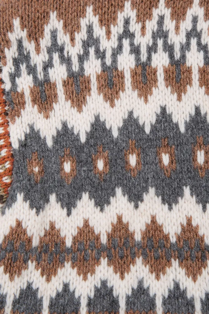 Faye Fair Isle Mixed Yarn Cardigan in Chunky Merino Wool Knit - Image 9