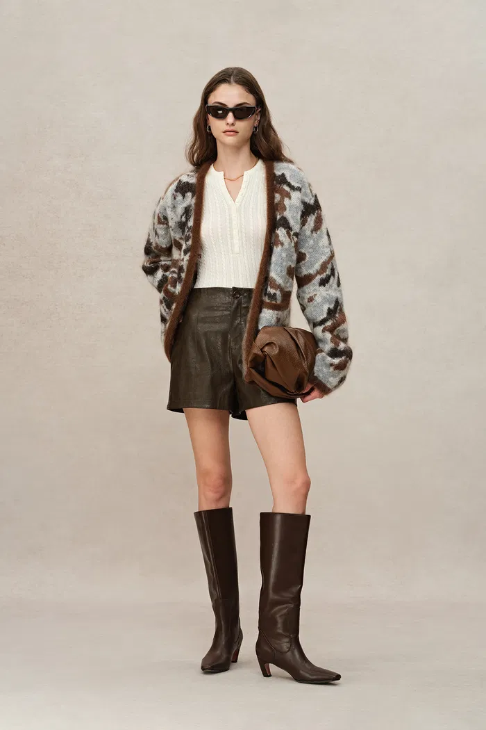 Fera Leopard Jacquard Cardigan in Kid Mohair-Wool Blend Knit - Image 4