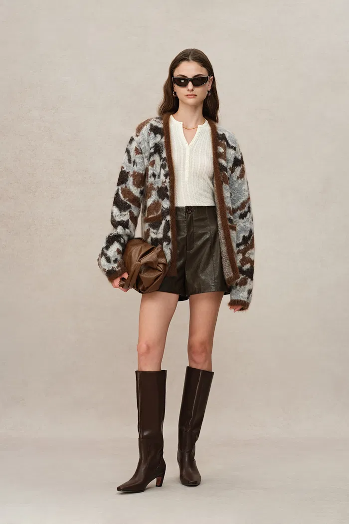 Fera Leopard Jacquard Cardigan in Kid Mohair-Wool Blend Knit - Image 5