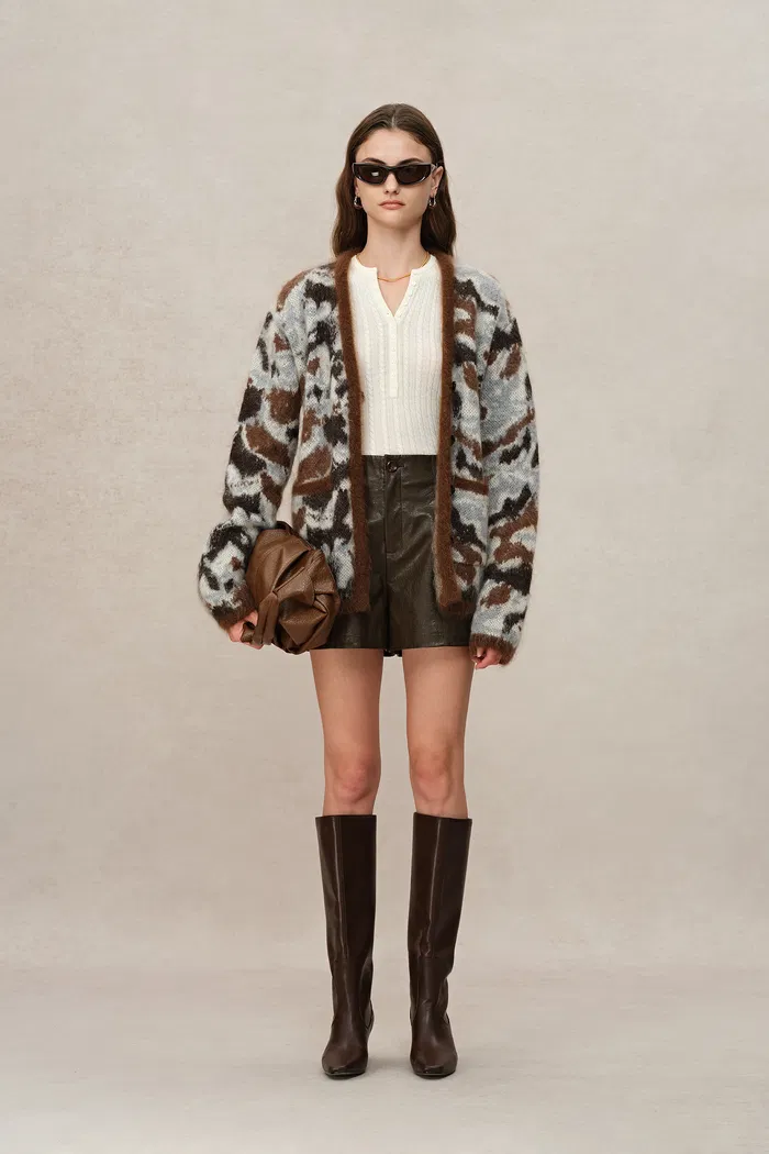 Fera Leopard Jacquard Cardigan in Kid Mohair-Wool Blend Knit - Image 6