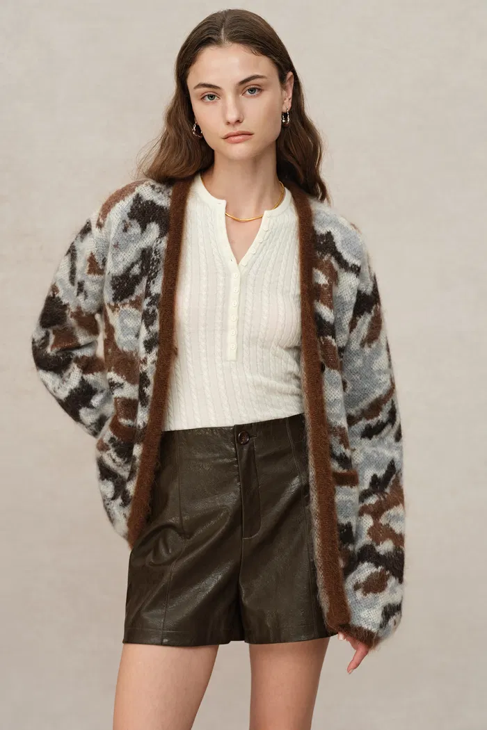 Fera Leopard Jacquard Cardigan in Kid Mohair-Wool Blend Knit - Image 8