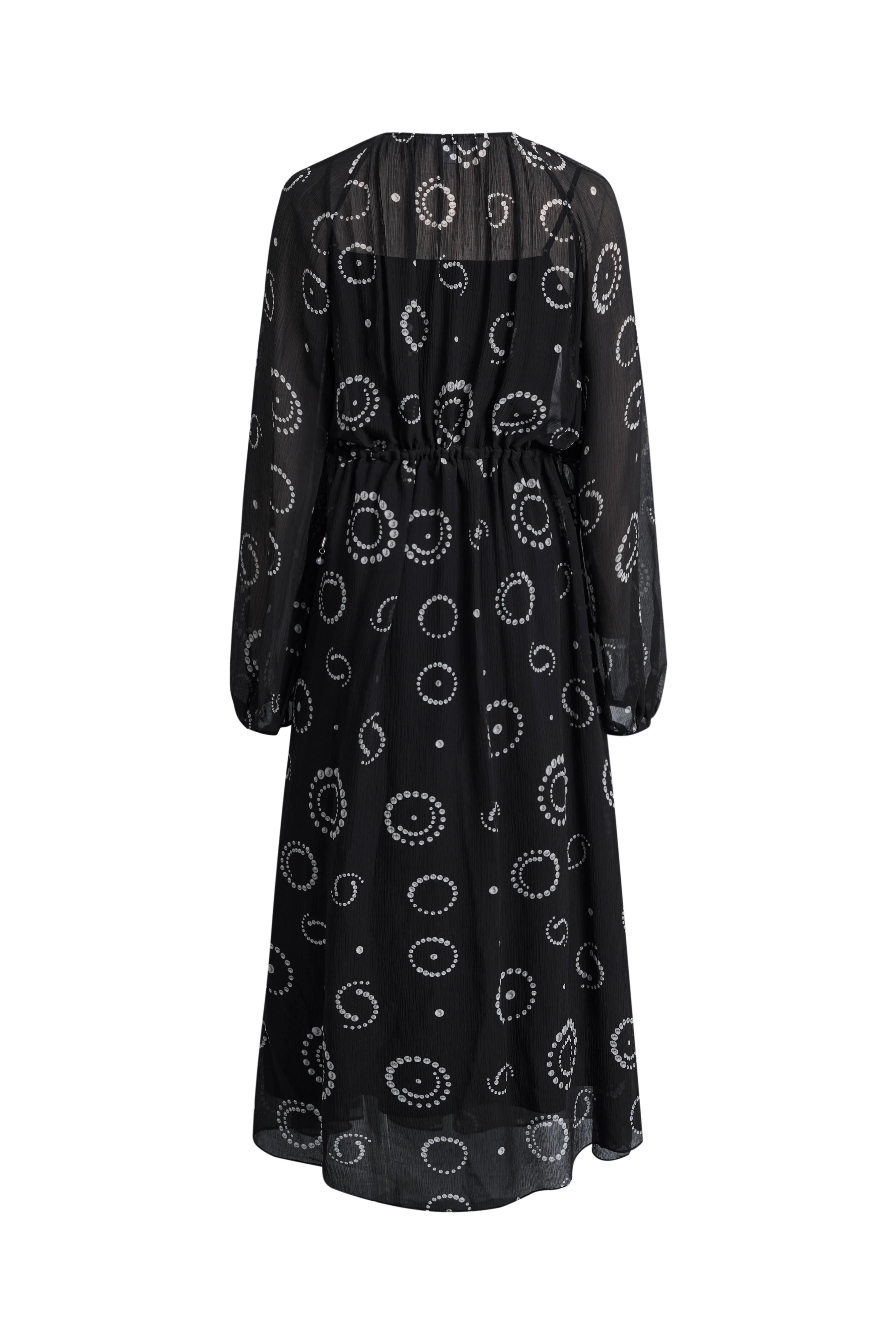 Fideli Hand Painted Drawstring Faux Pearl Dress in Silk Blend Chiffon - Image 7