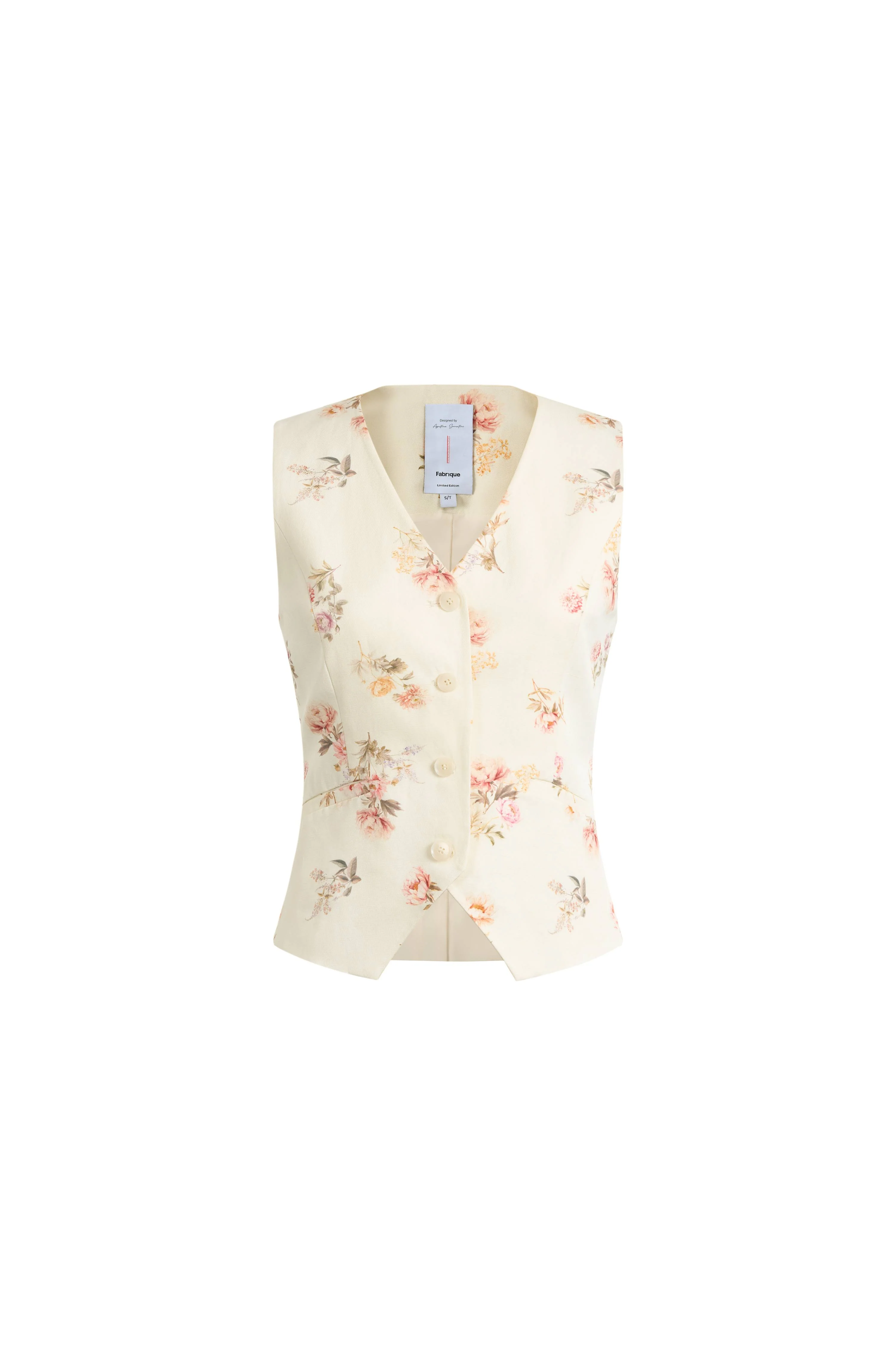 Flora Floral Sleeveless Vest Top in Linen Blend Suiting - Image 8