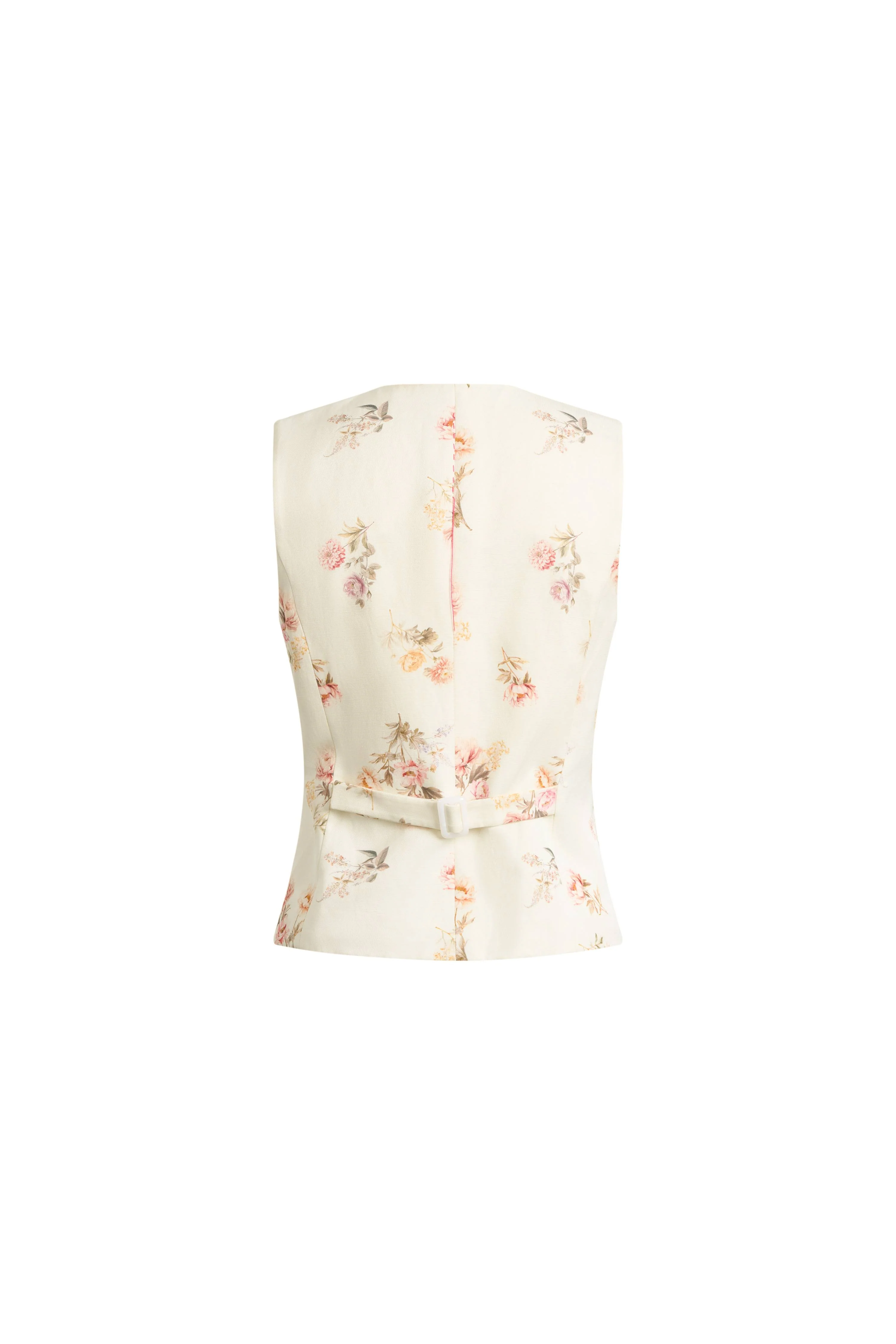 Flora Floral Sleeveless Vest Top in Linen Blend Suiting - Image 9