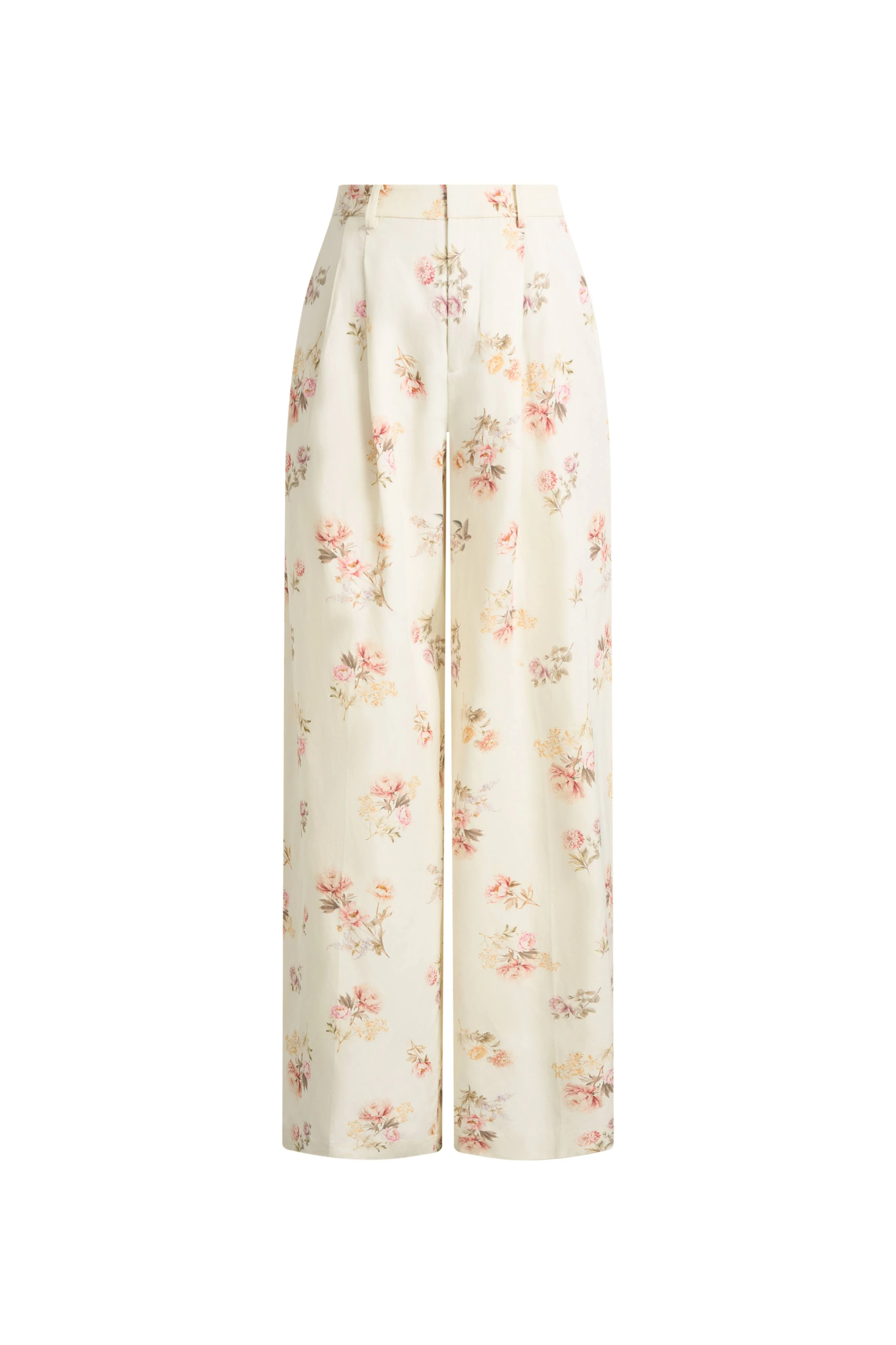 Flora Floral Wide Leg Pants in Linen Blend Suiting - Image 7