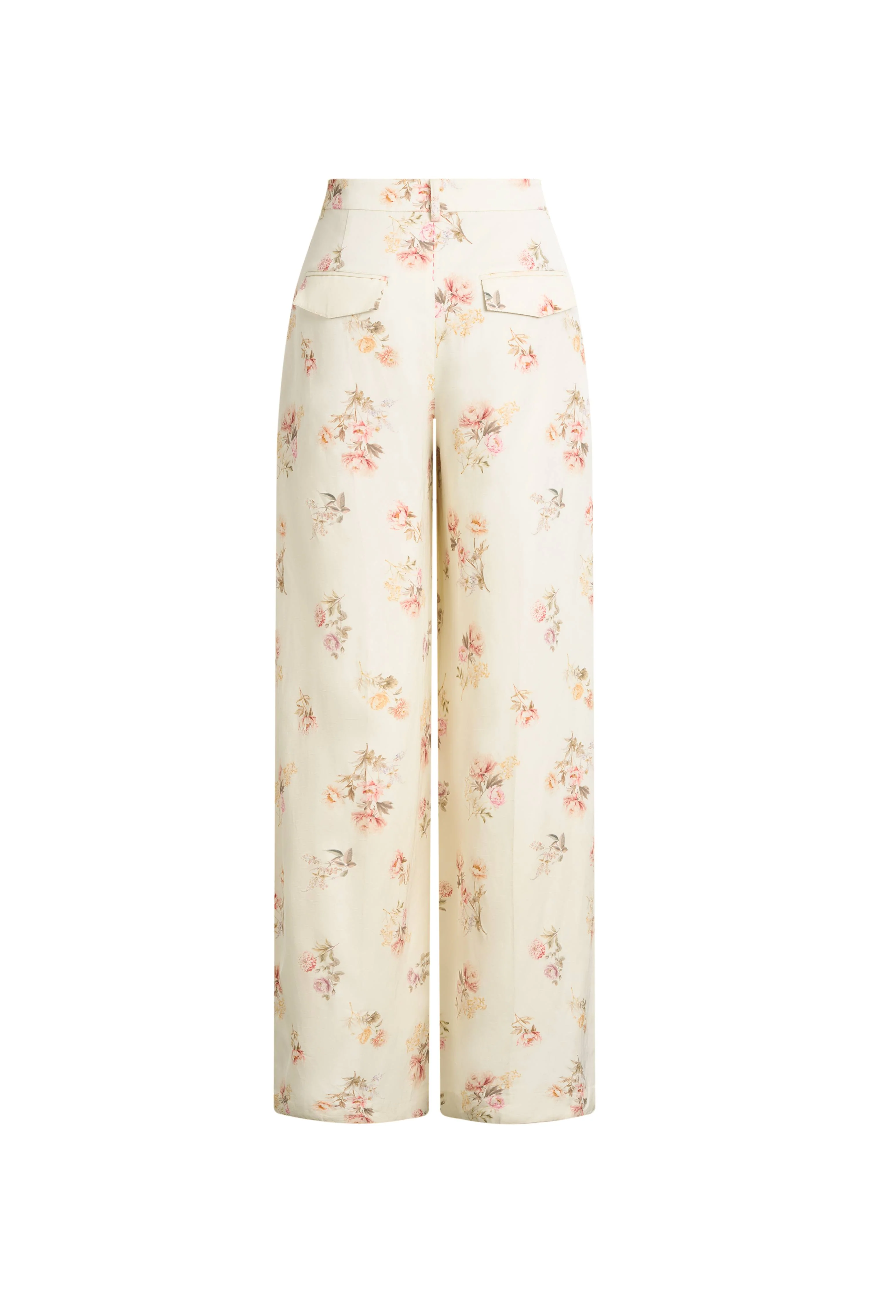 Flora Floral Wide Leg Pants in Linen Blend Suiting - Image 8