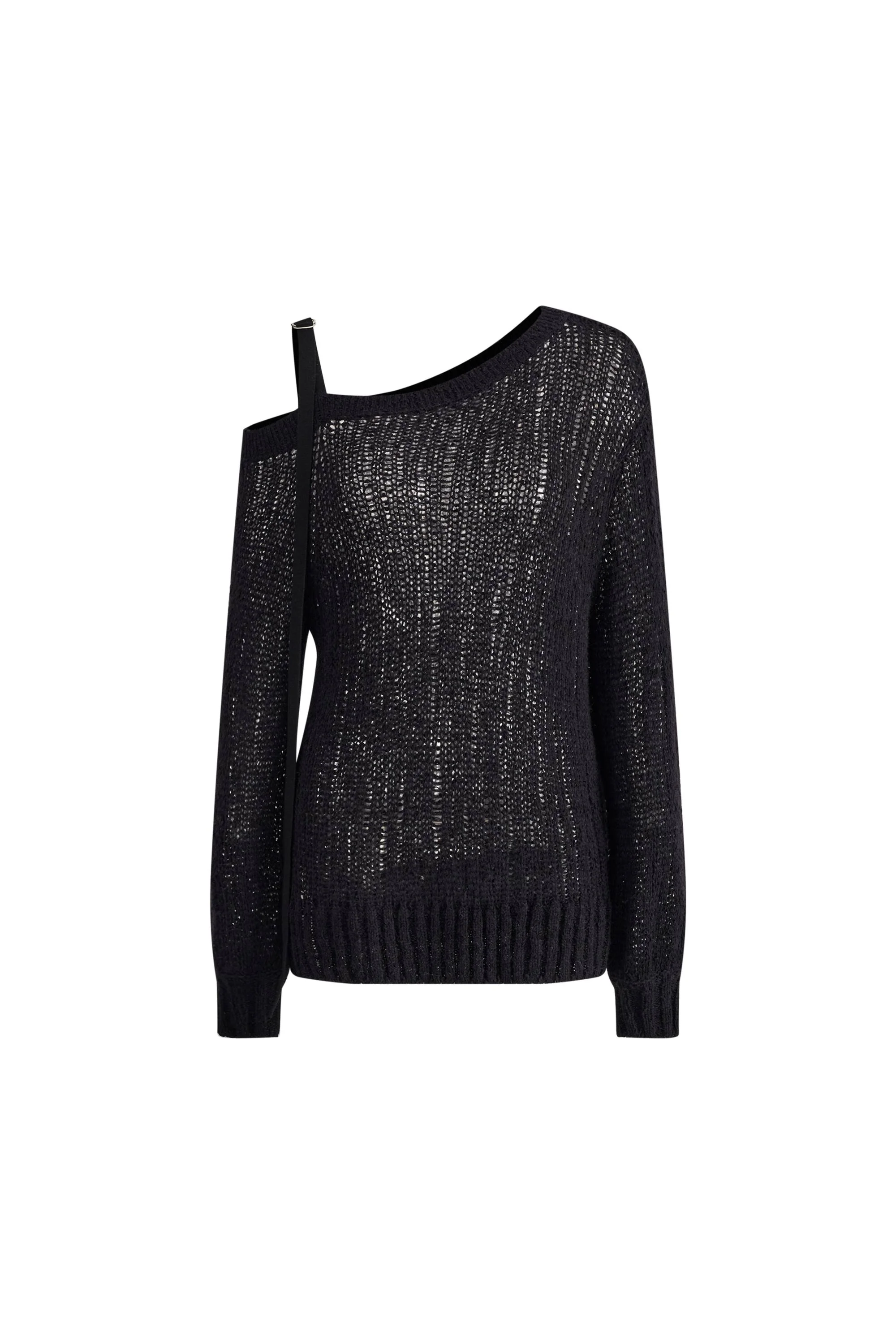 Flore Cold Shoulder Distressed Long Sleeve Top in Merino Alpaca Knit - Image 8