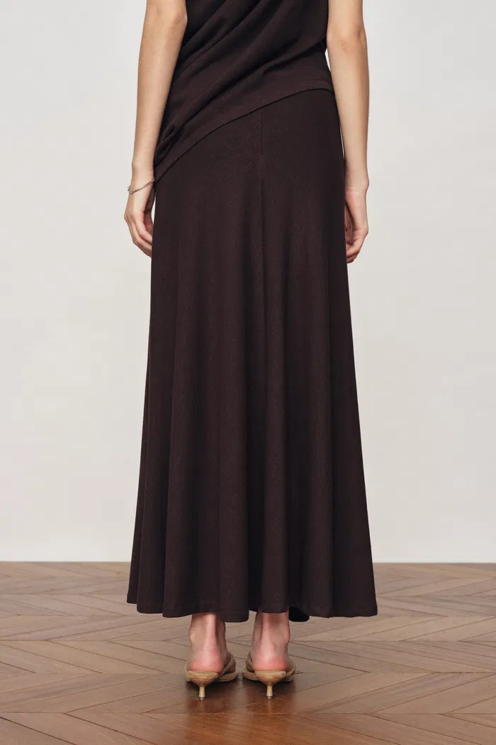 Florence Asymmetric Draped Sleeveless Top and Maxi Skirt Set in Cotton Modal Knit - Image 7