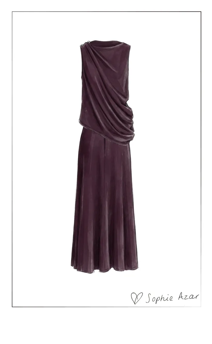 Florence Asymmetric Draped Sleeveless Top and Maxi Skirt Set in Cotton Modal Knit - Image 8