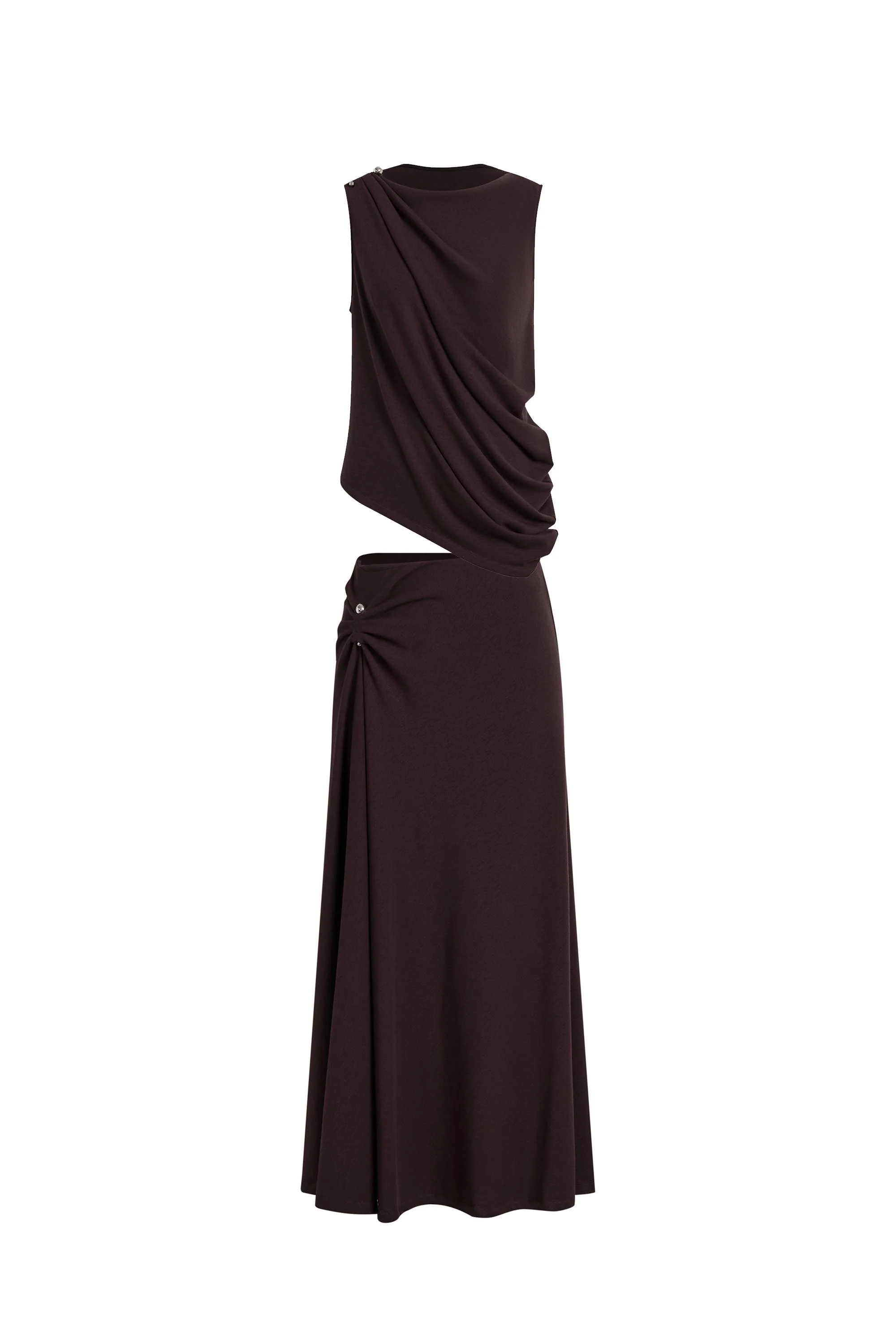 Florence Asymmetric Draped Sleeveless Top and Maxi Skirt Set in Cotton Modal Knit - Image 9