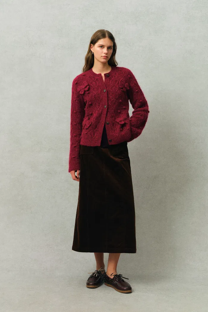 Freya Butterfly Bow Knit Cardigan in Cable Knit