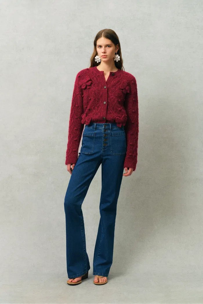 Freya Butterfly Bow Knit Cardigan in Cable Knit - Image 3