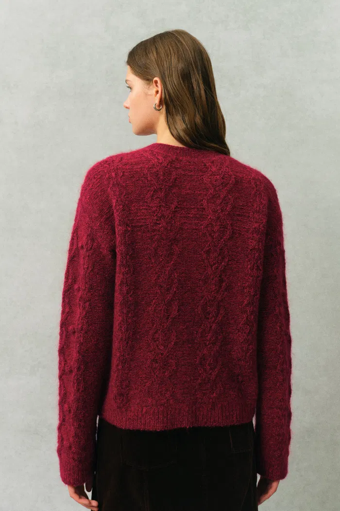 Freya Butterfly Bow Knit Cardigan in Cable Knit - Image 6