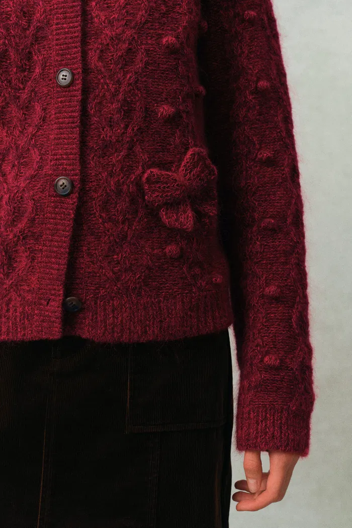 Freya Butterfly Bow Knit Cardigan in Cable Knit - Image 8