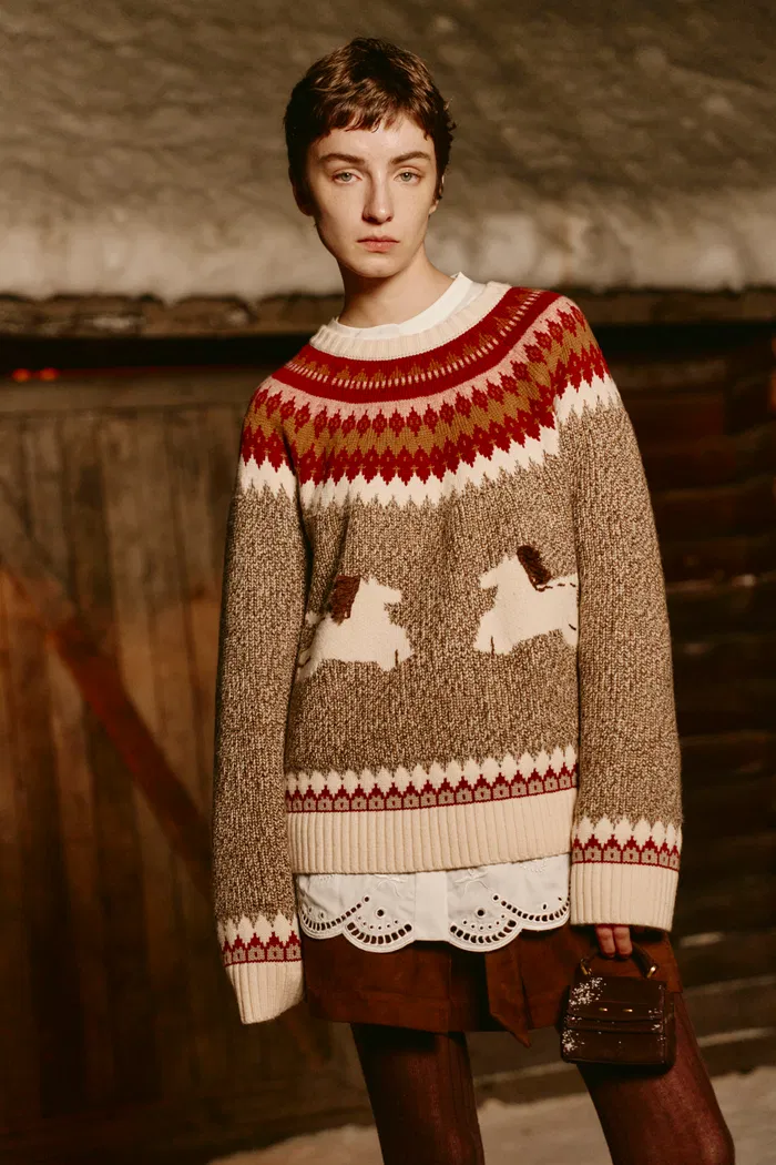 Freya Fair Isle Pony Sweater in Merino Wool Blend Knit - Image 3