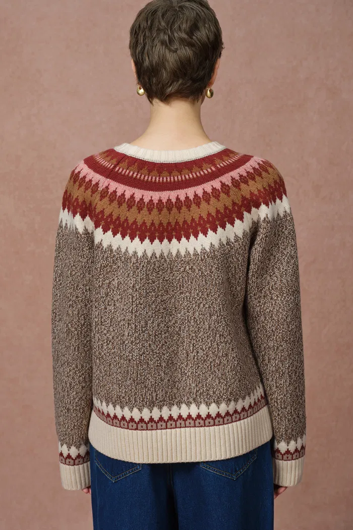 Freya Fair Isle Pony Sweater in Merino Wool Blend Knit - Image 6