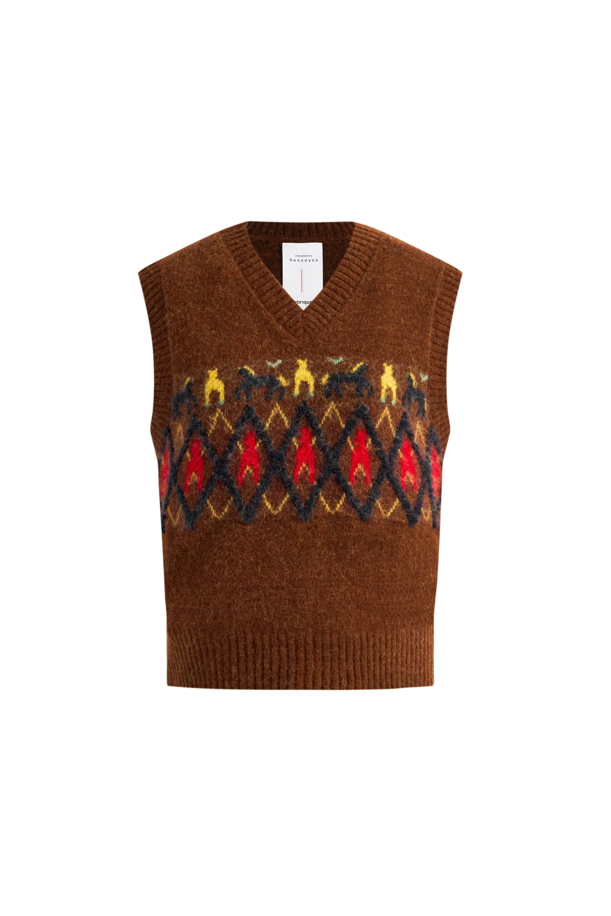 Frou Tribal Art Inspired Fair Isle Sleeveless Vest Top in Wool Alpaca Blend Knit - Image 7