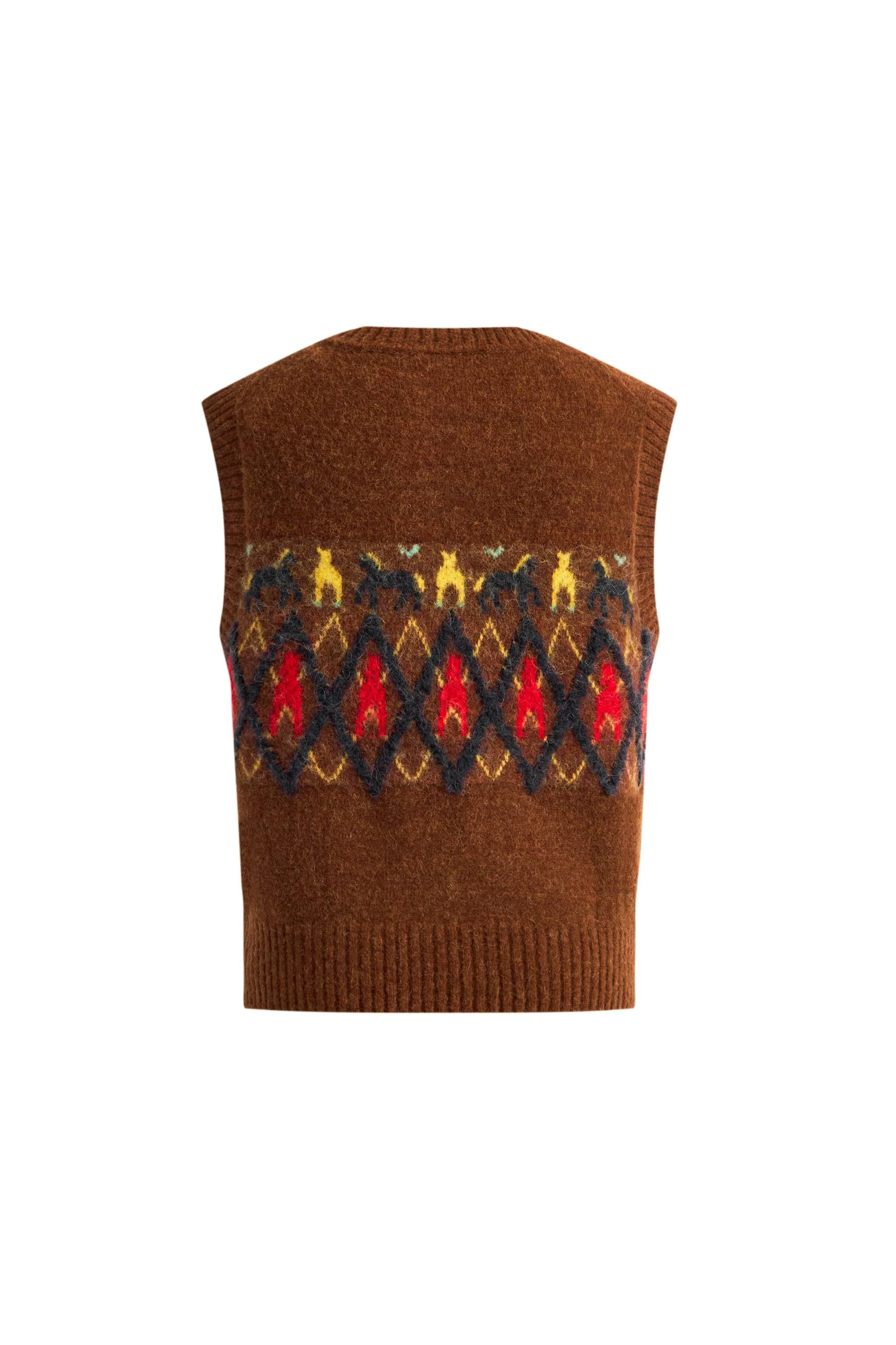 Frou Tribal Art Inspired Fair Isle Sleeveless Vest Top in Wool Alpaca Blend Knit - Image 8
