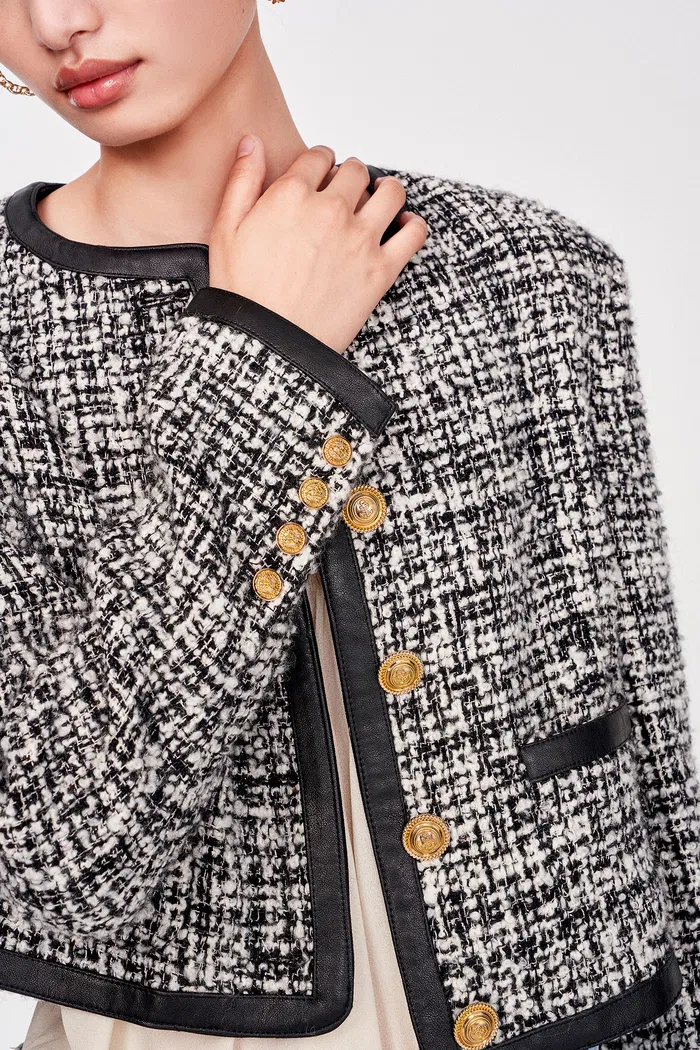 Gabriel 24K Gold Button Tweed Jacket in Two-Tone Wool Bouclé - Image 5