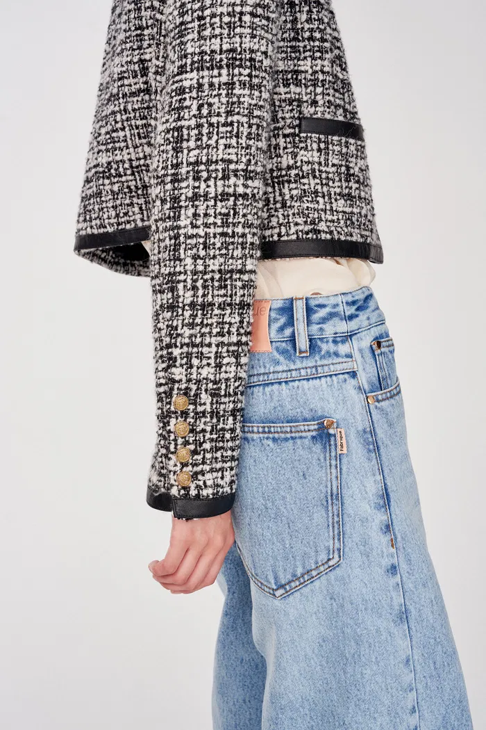 Gabriel 24K Gold Button Tweed Jacket in Two-Tone Wool Bouclé - Image 6