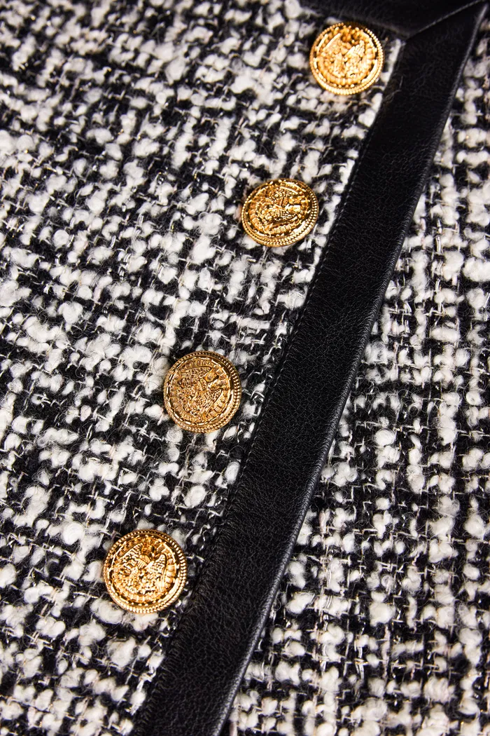 Gabriel 24K Gold Button Tweed Jacket in Two-Tone Wool Bouclé - Image 8