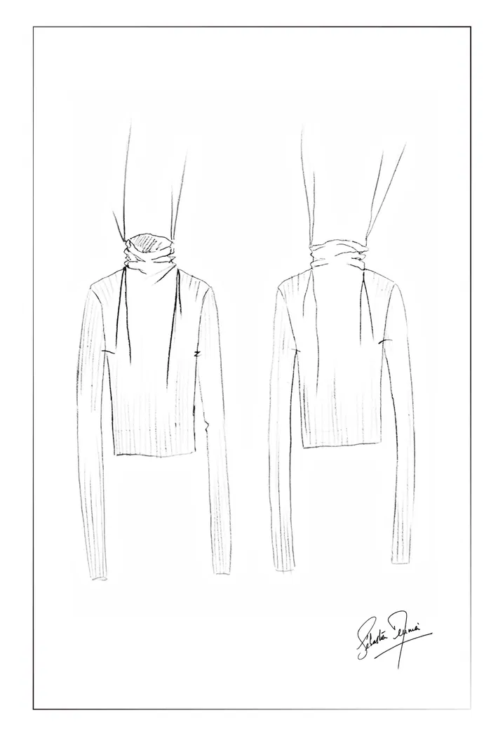 Galatee Drawstring Gathered Collar Sweater in Merino Wool - Image 8