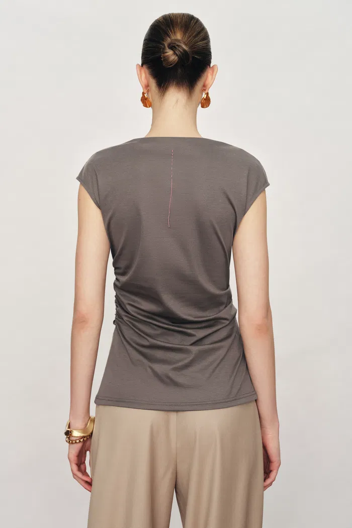 Gemma Asymmetrical Structured Top in Cotton And Mulberry Silk Blend - Image 3
