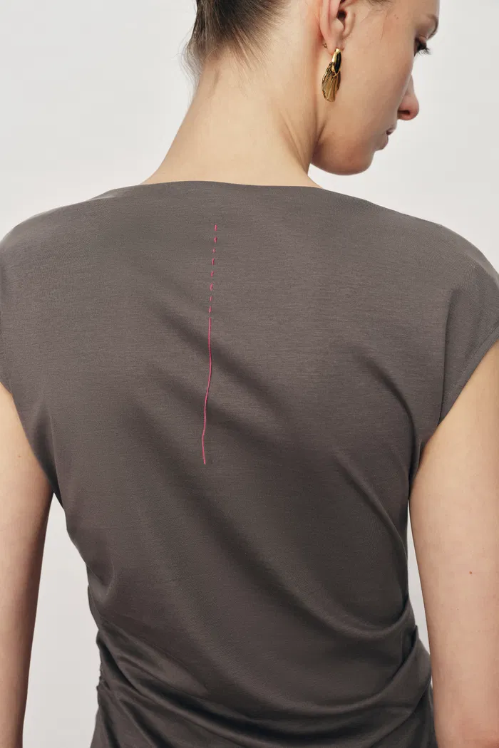 Gemma Asymmetrical Structured Top in Cotton And Mulberry Silk Blend - Image 5
