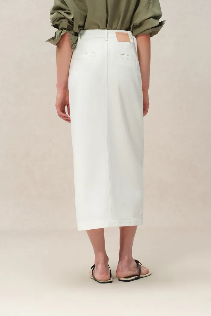 Gemma Midi Denim Skirt in Lyocell Denim - Image 10