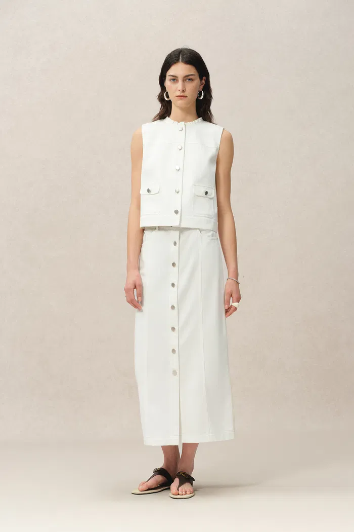 Gemma Midi Denim Skirt in Lyocell Denim - Image 13