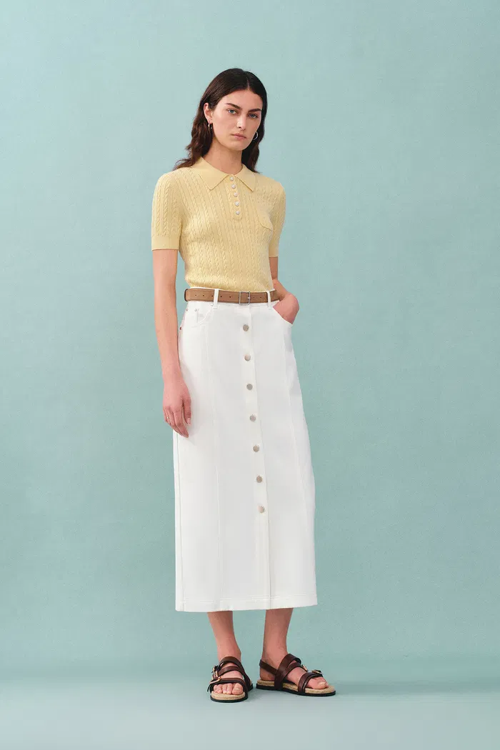 Gemma Midi Denim Skirt in Lyocell Denim - Image 14