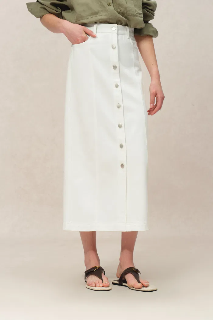 Gemma Midi Denim Skirt in Lyocell Denim - Image 9