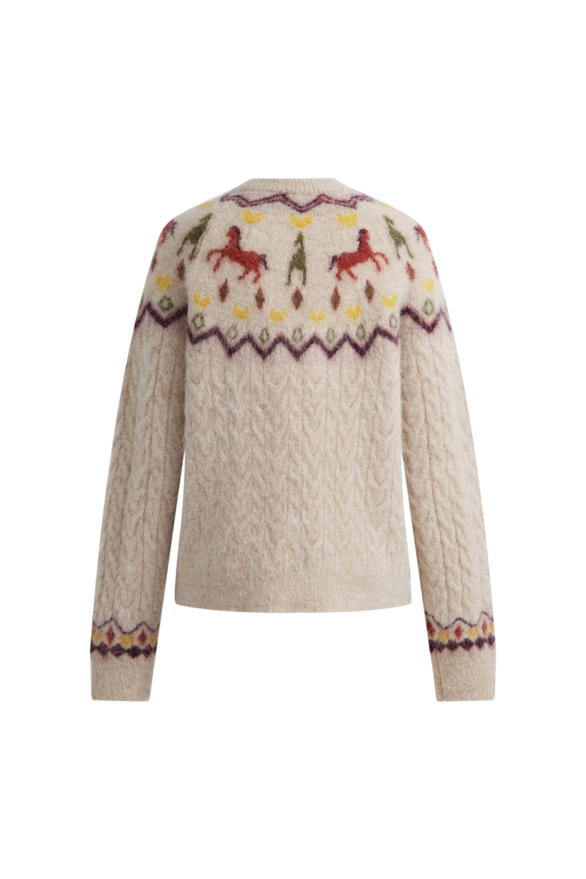 Genevieve Hidatsa Tribal Artwork Inspired Pony Fair Isle Cardigan in Alpaca Multi-Yarn - Image 10