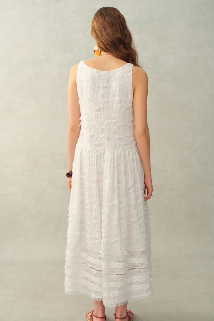 Geraldine Detachable Collar Sleeveless Dress in Jacquard Tassel - Image 2