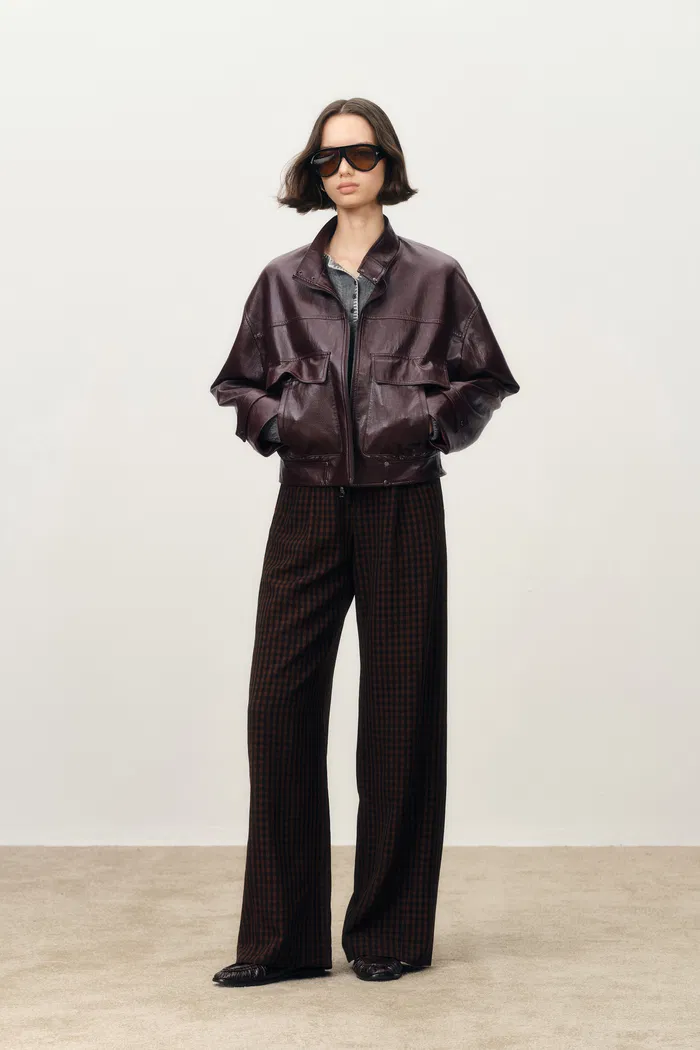 Gia Trench Style Collar Short Jacket in Faux Leather - Image 4