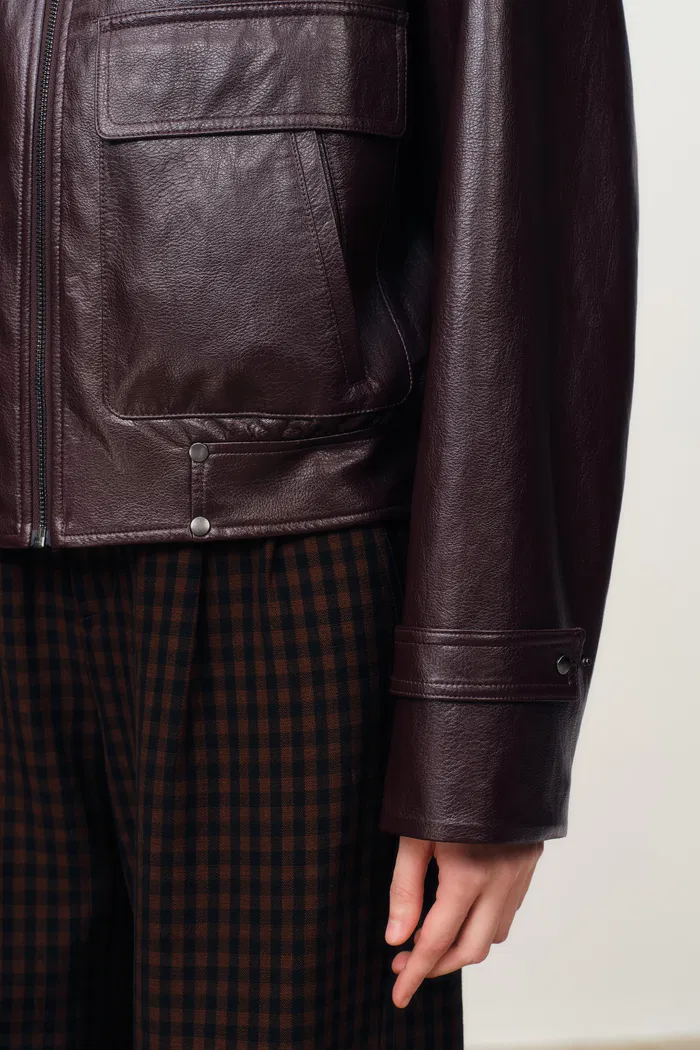 Gia Trench Style Collar Short Jacket in Faux Leather - Image 7