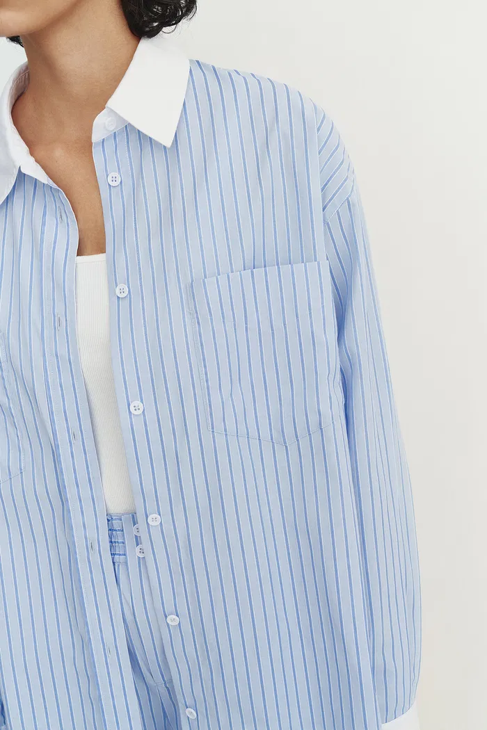 Giada Striped Blouse and Shorts Set in Cotton Blend - Image 10