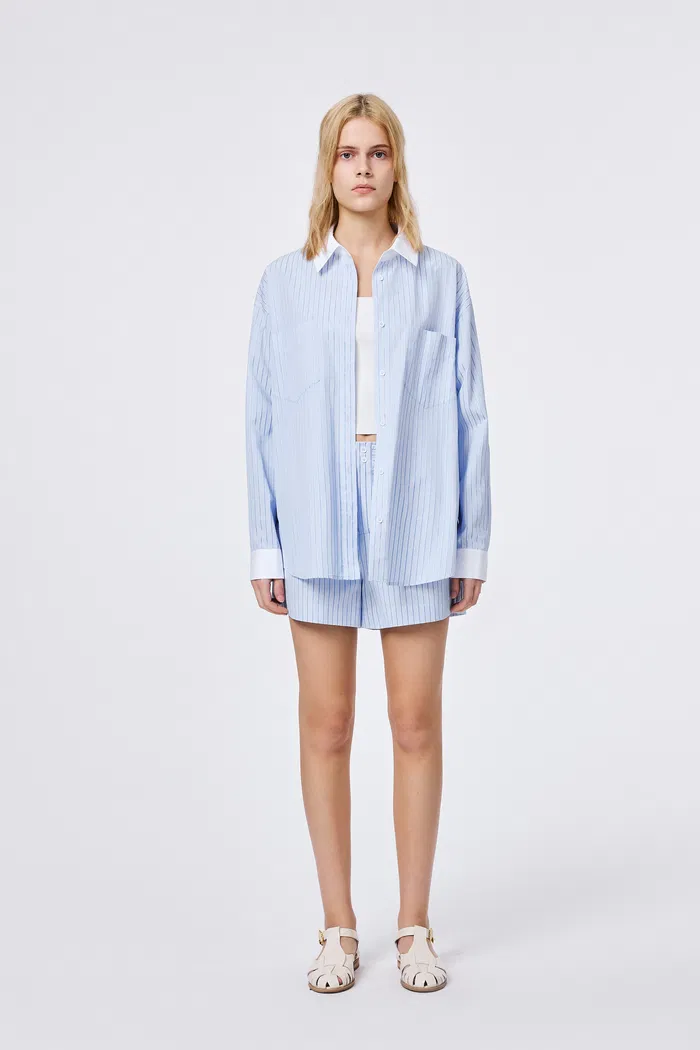 Giada Striped Blouse and Shorts Set in Cotton Blend - Image 11
