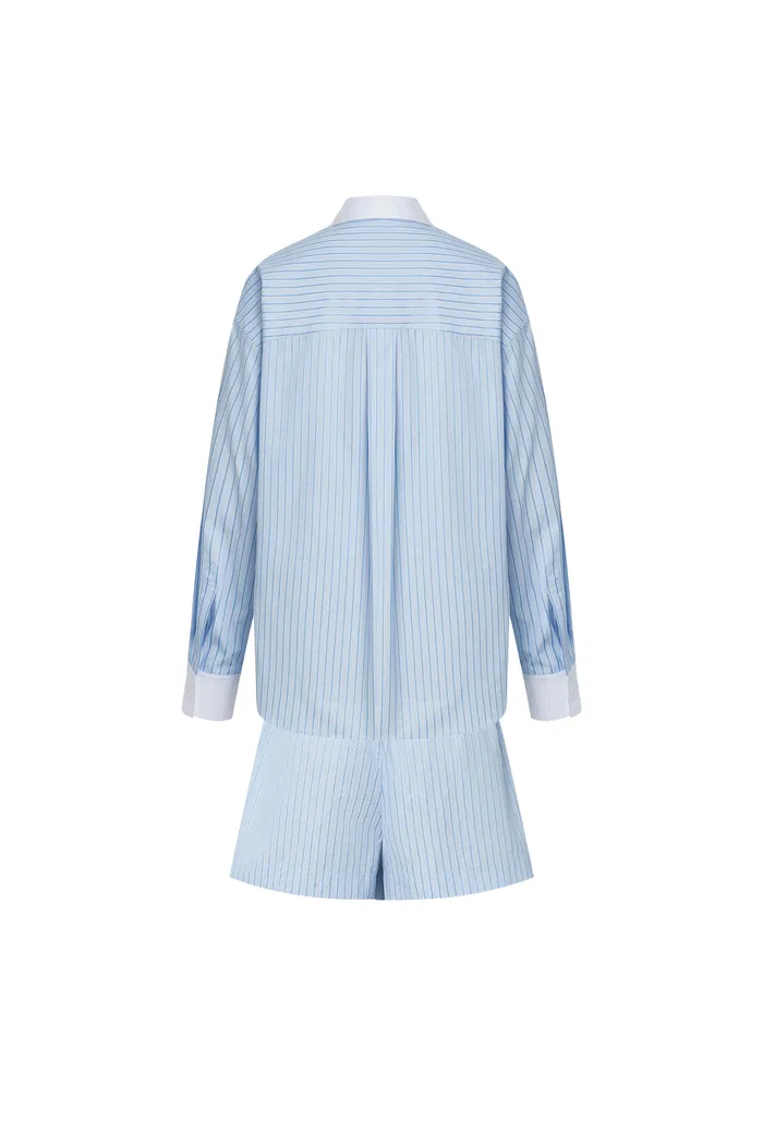 Giada Striped Blouse and Shorts Set in Cotton Blend - Image 14