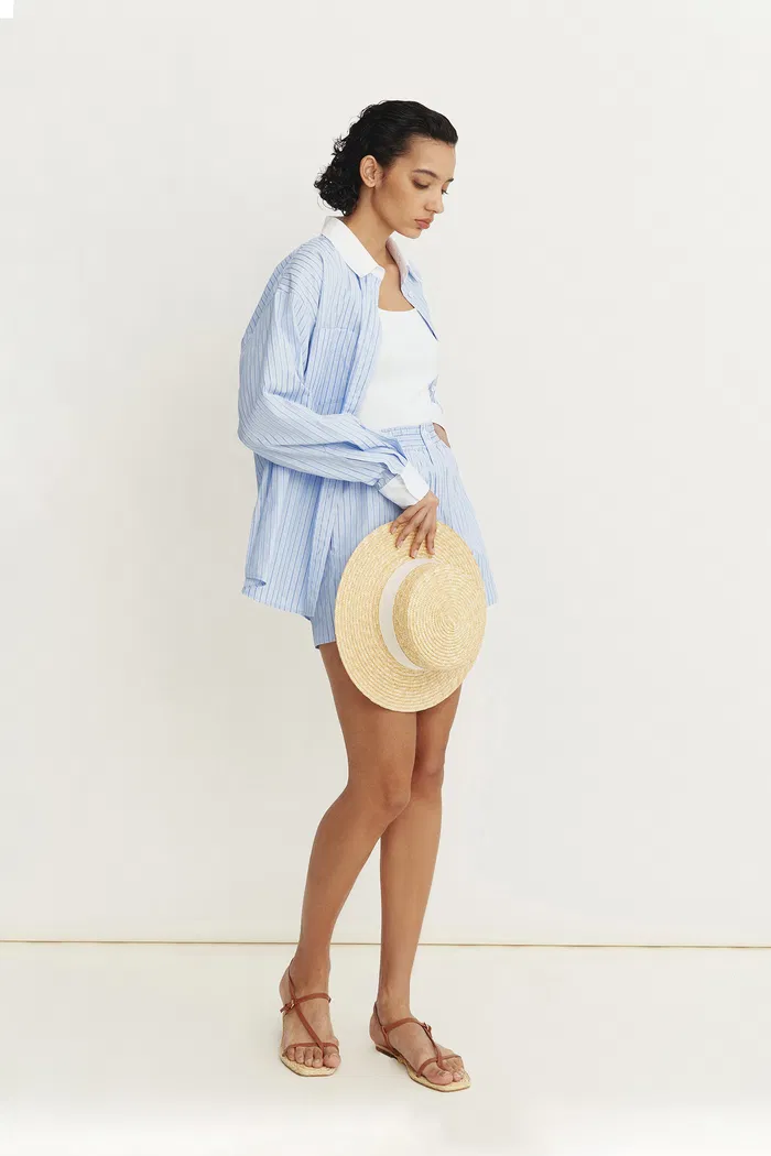 Giada Striped Blouse and Shorts Set in Cotton Blend - Image 3