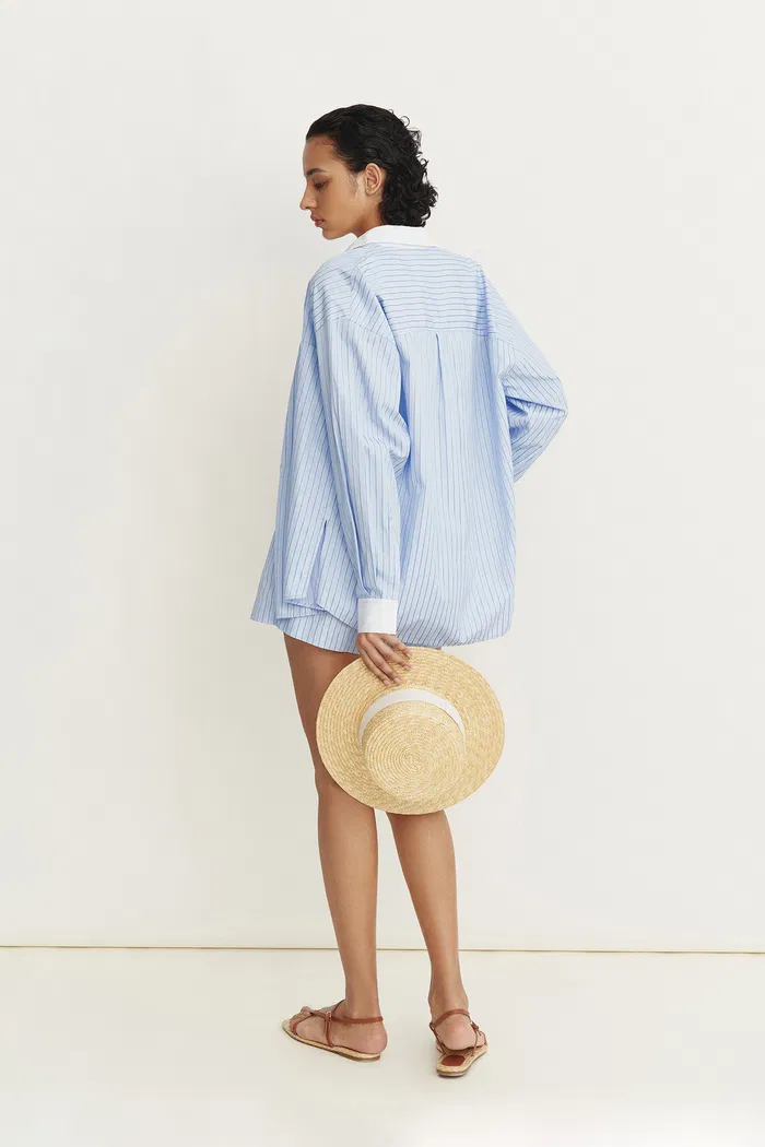 Giada Striped Blouse and Shorts Set in Cotton Blend - Image 4
