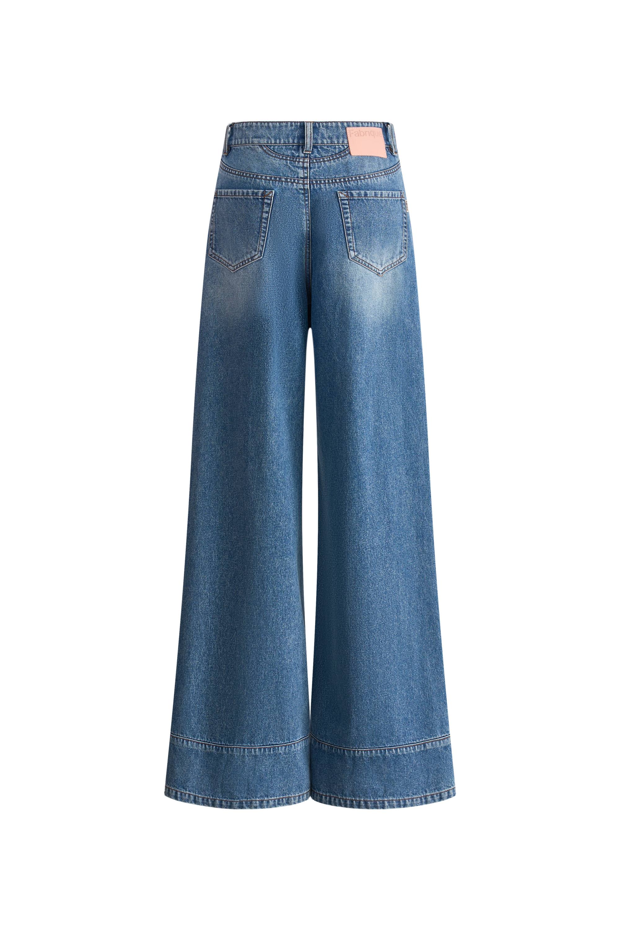 Glaire Button Fly Straight Wide Leg Jeans in Lyocell Denim - Image 9